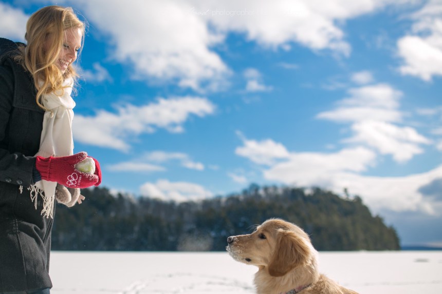 Winter Engagement Photos on Lake of Bays