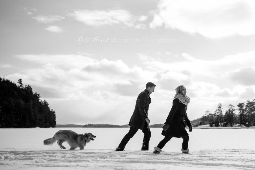 Winter Engagement Photos on Lake of Bays